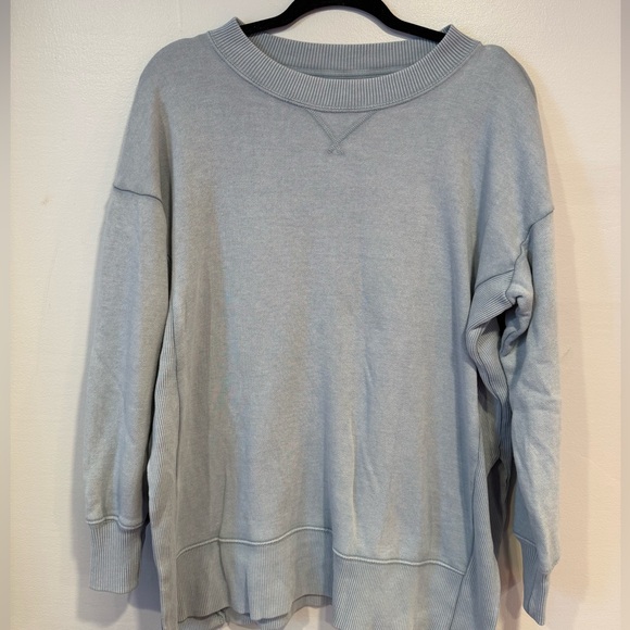 aerie Tops - Aerie Oversized Side Slit Gray Blue Pullover Sweatshirt Size Small